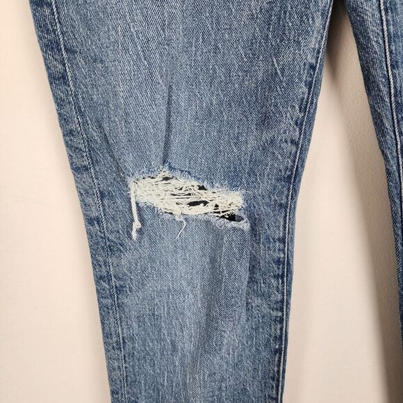 Madewell Jeans Mid-rise Perfect Vintage Distressed Ripped Blue Stretchy Sz 25 - Picture 5 of 16